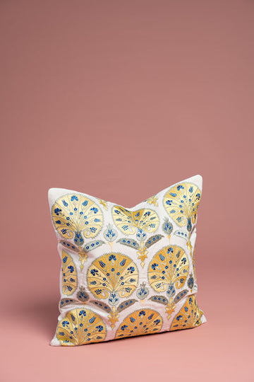 Bagh - I - Wafa Yellow Cushion Cover (45cm x 45cm)