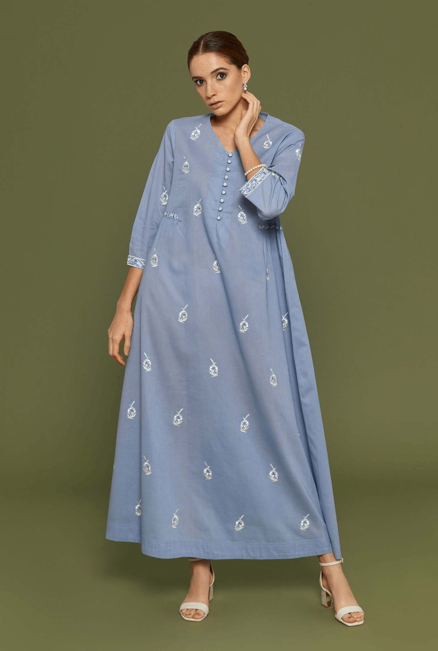 Hunar Faded Denim Kaftan