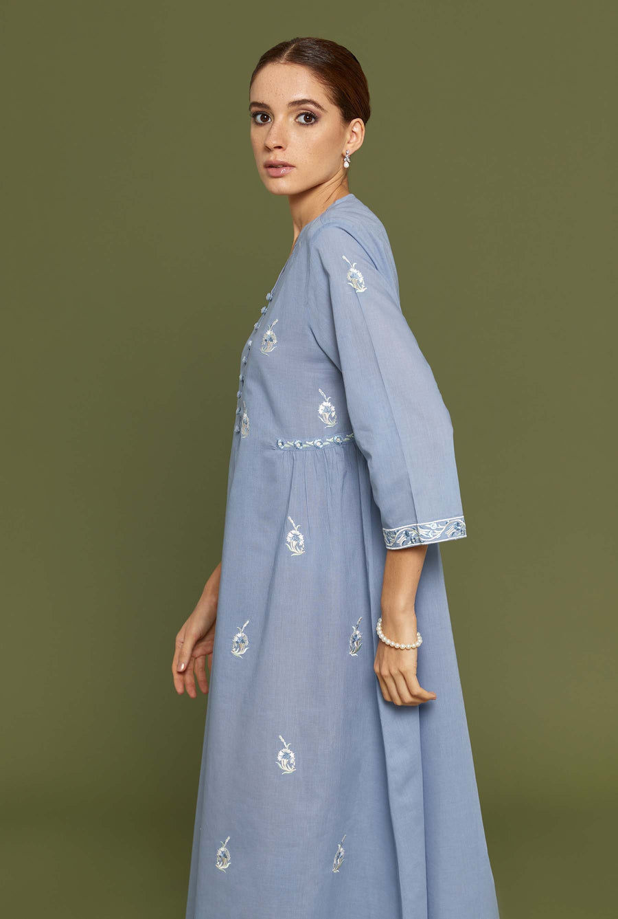 Hunar Faded Denim Kaftan