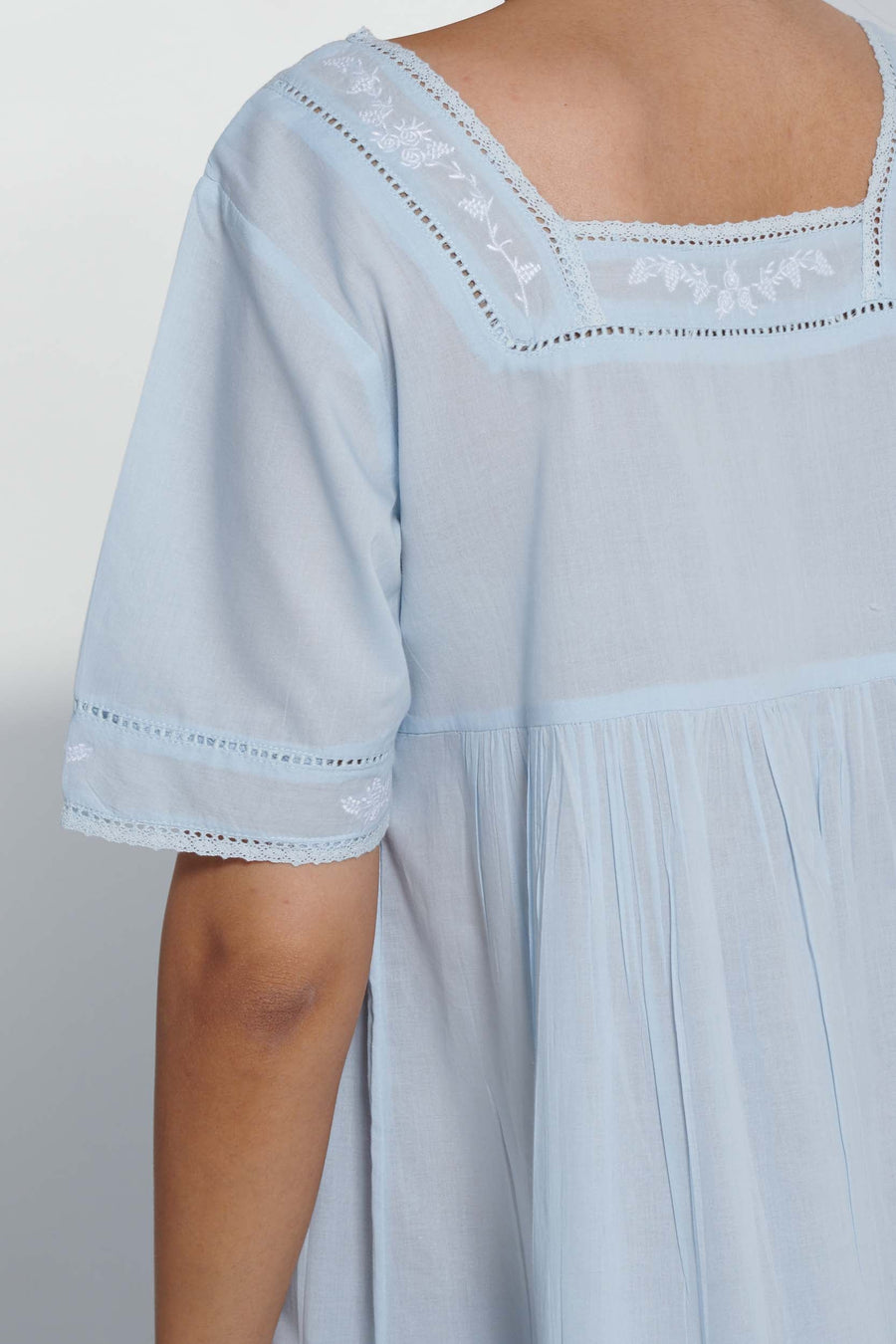 Queen's Lace Blue Cotton Nightdress