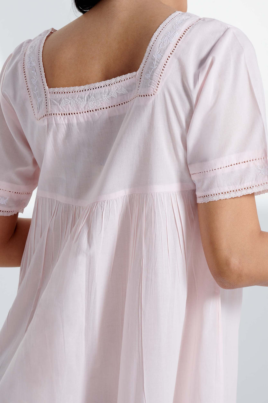 Queen's Lace Pink Cotton Nightdress