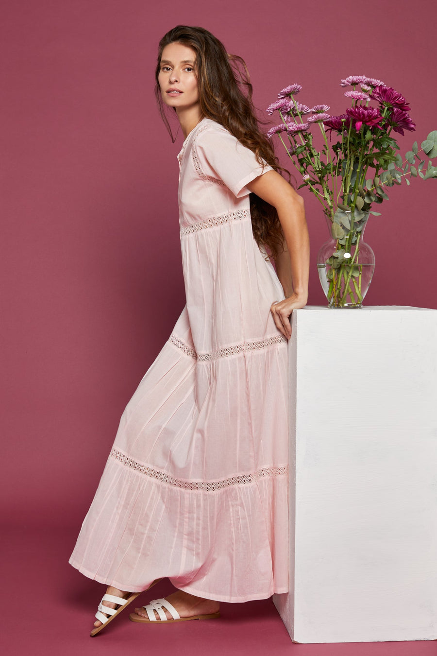 Evanthie Pink Cotton Nightdress