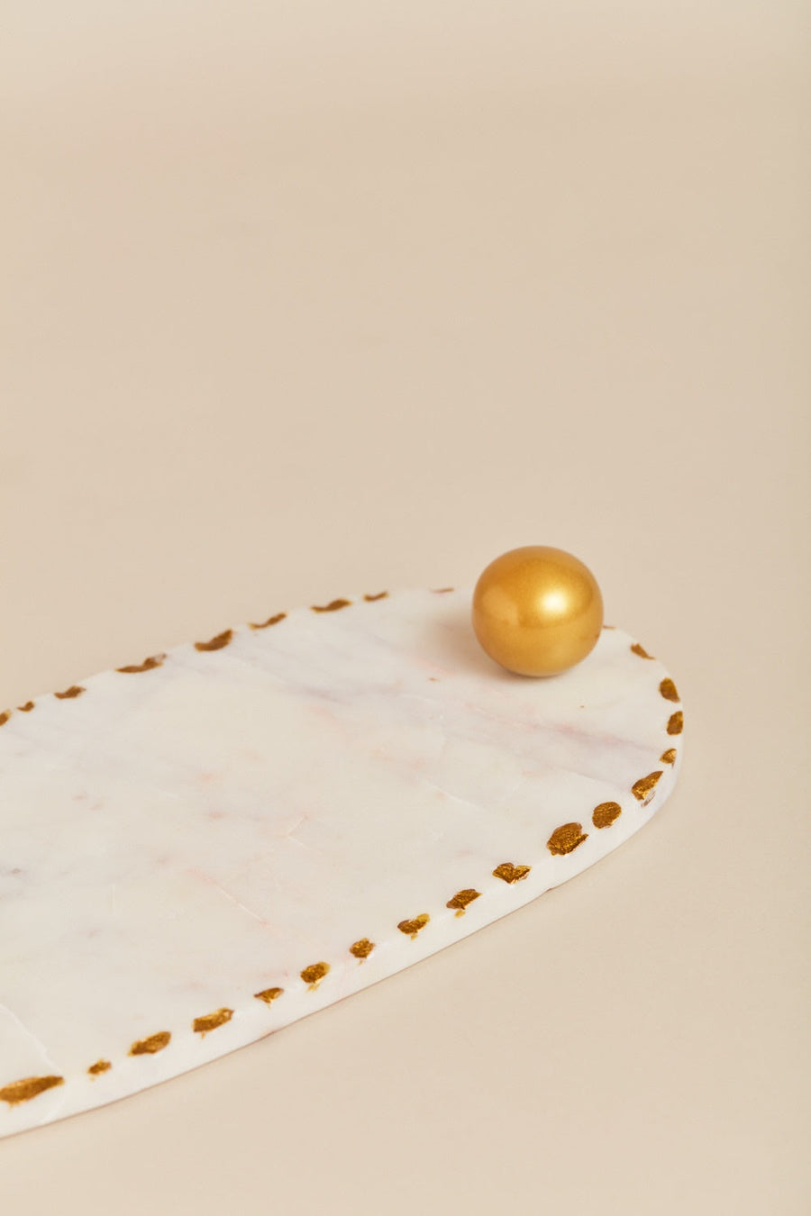 Oval Gold Dome Marble Tray