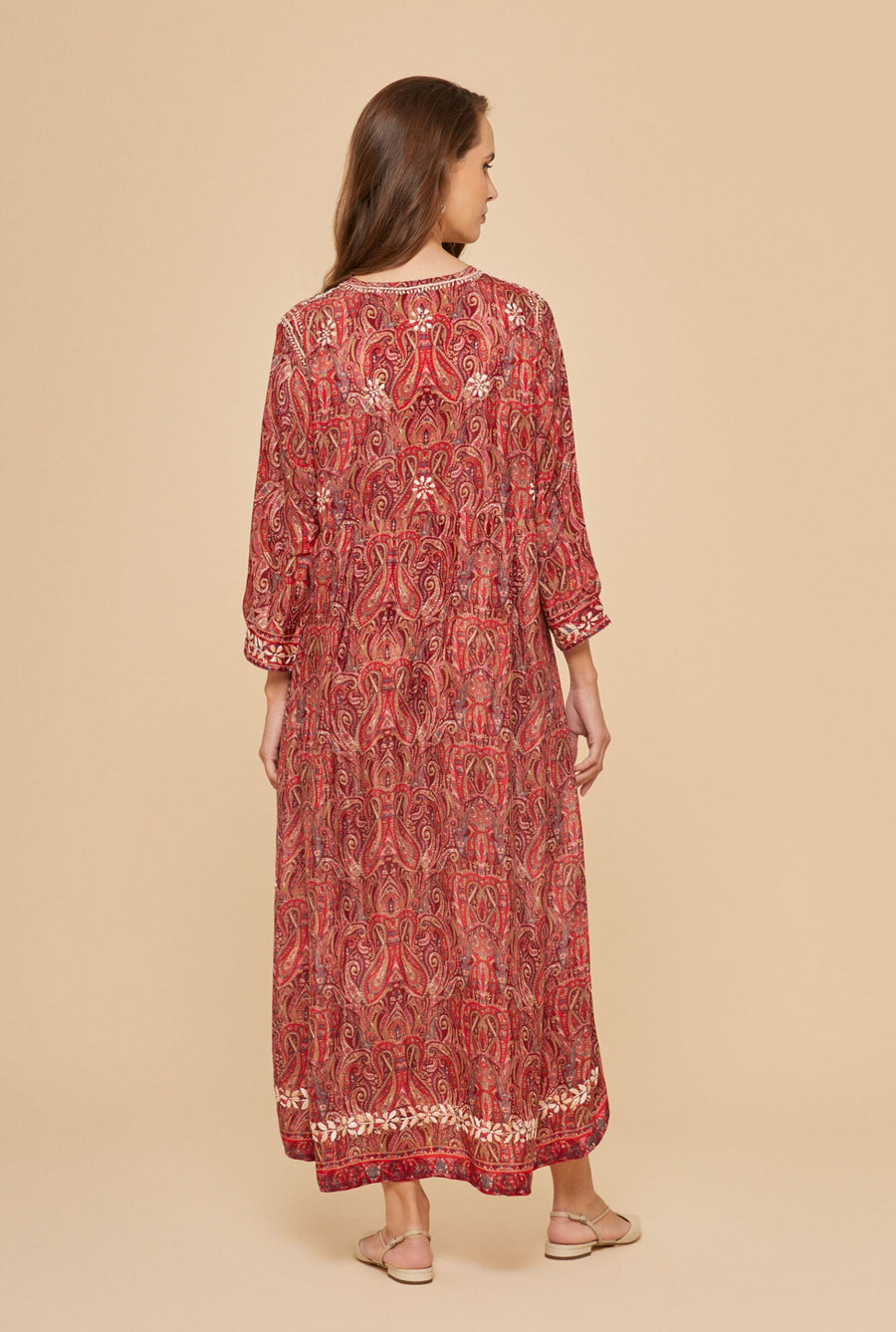 Embroidered Chikankari Kashmiri Red Kaftan