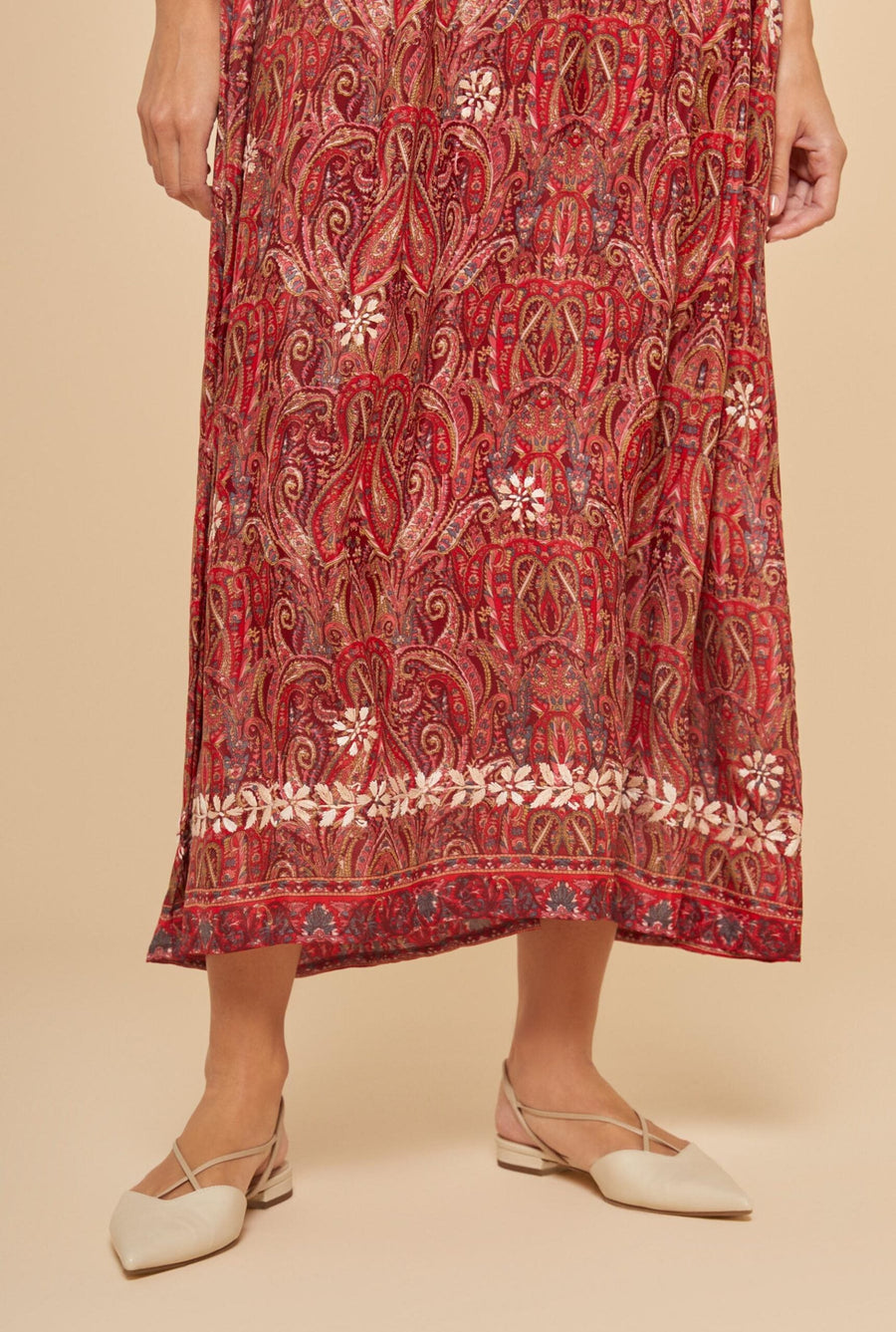 Embroidered Chikankari Kashmiri Red Kaftan