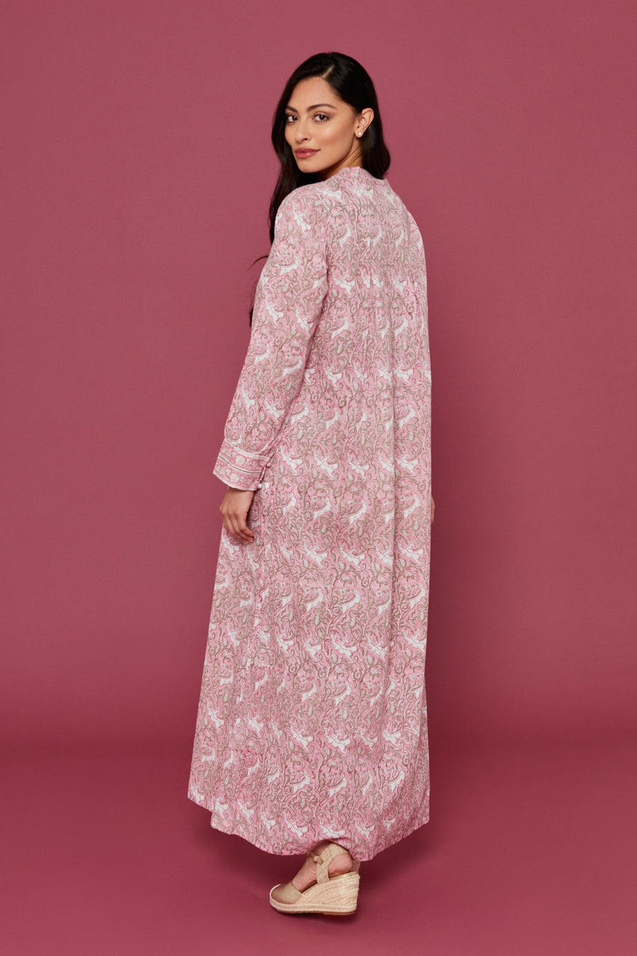 Hiran Block Printed Dress in Pale Pink