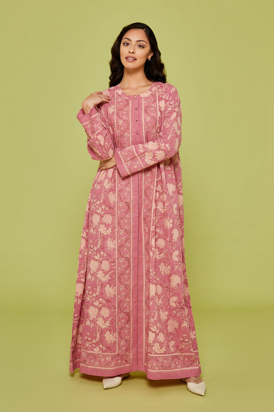 Pari Block Printed Dress in Blush Pink