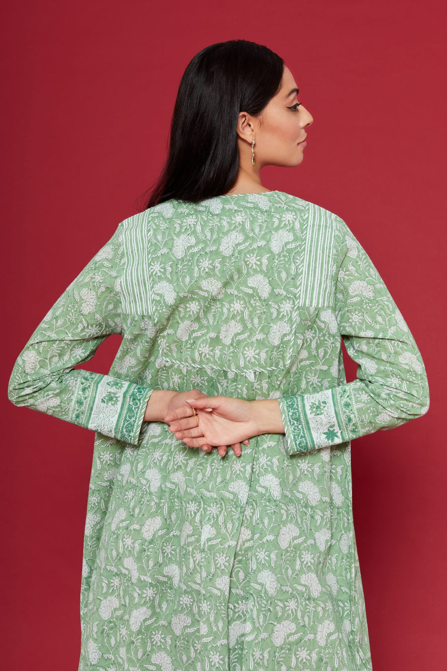 Amala Green Cotton Kaftan