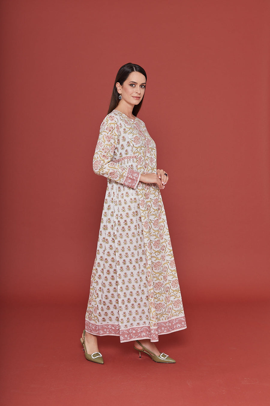 Fuli Pink Cotton Kaftan