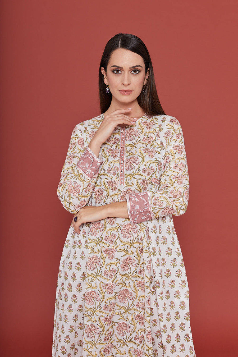 Fuli Pink Cotton Kaftan