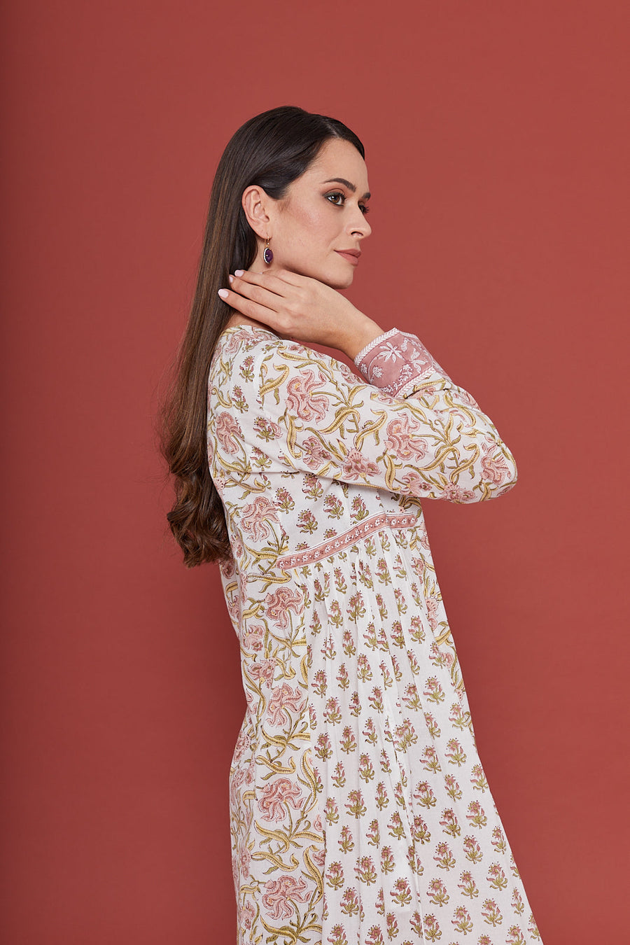 Fuli Pink Cotton Kaftan