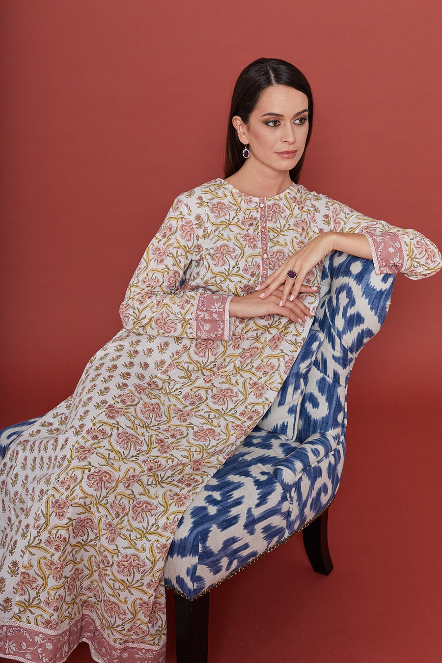 Fuli Pink Cotton Kaftan