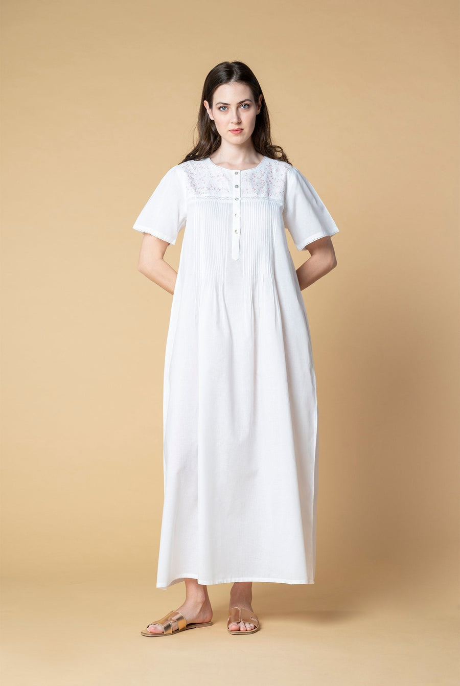 Nightdress  Lydia White Pink