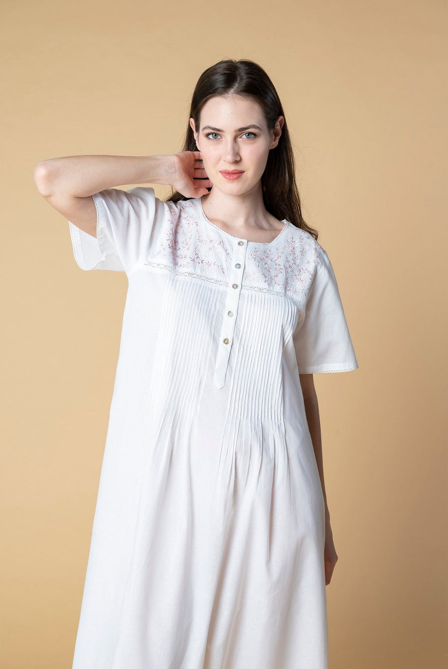 Nightdress  Lydia White Pink