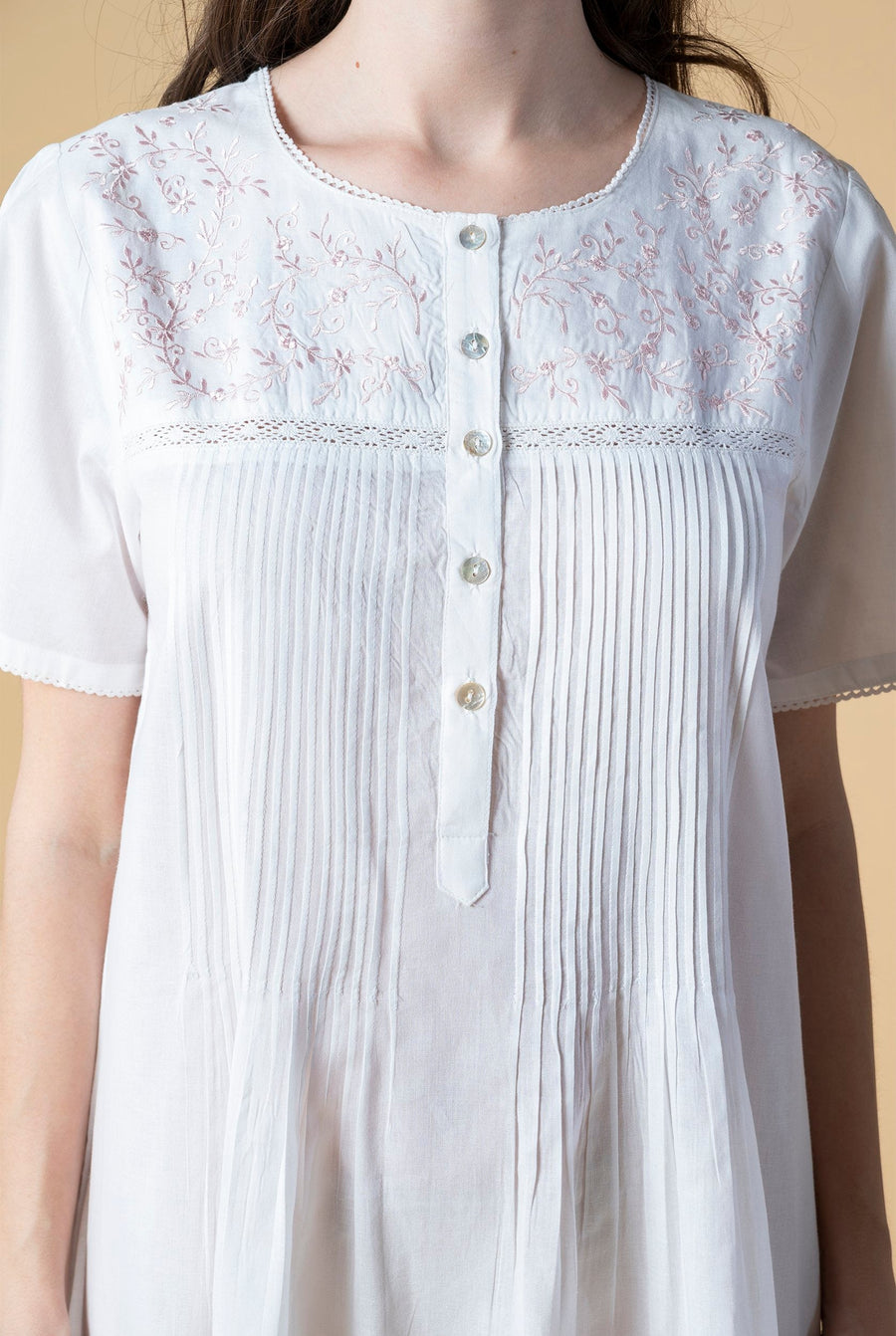 Nightdress  Lydia White Pink