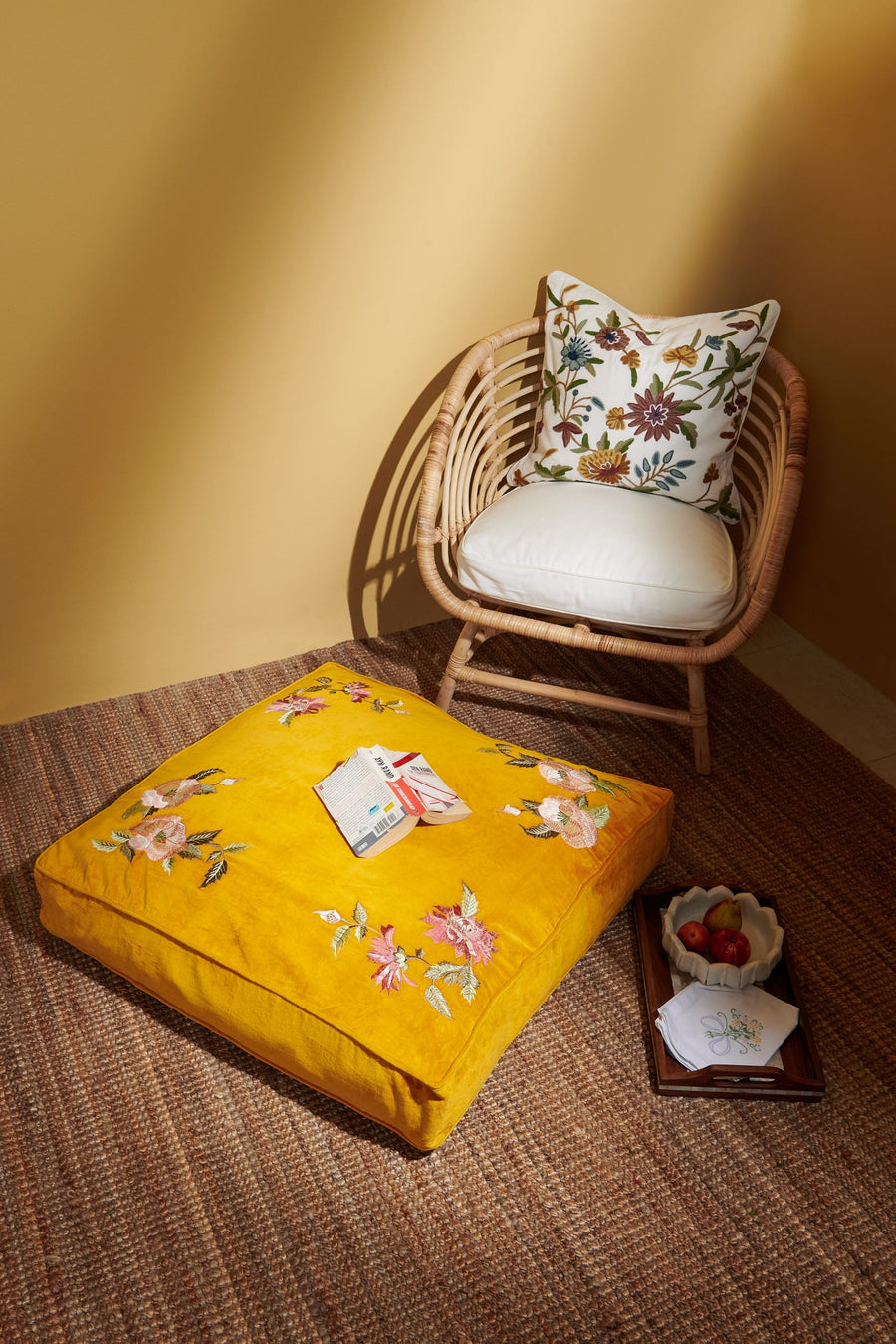 Renaissance Ochre Floor Cushion (80 x 80 x 15 cm)