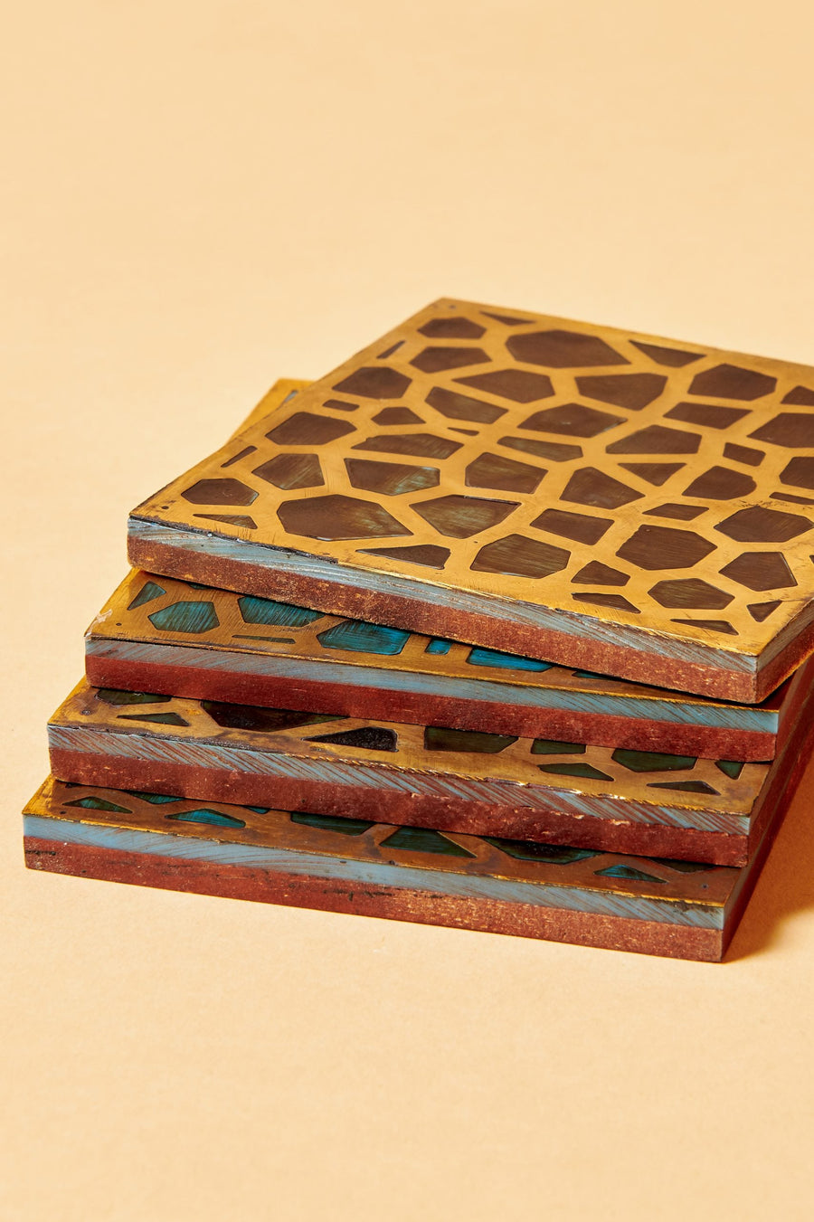 Brass Inlaid Turquoise Coasters (Set of 4)