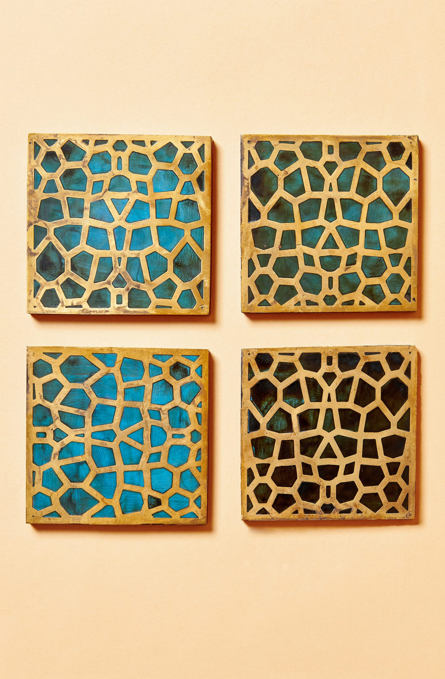 Brass Inlaid Turquoise Coasters (Set of 4)