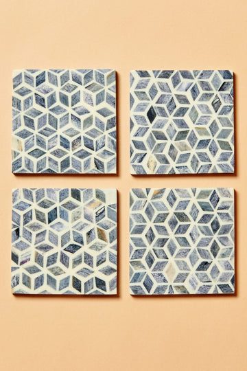 Geometric Grey Coasters (Set of 4)