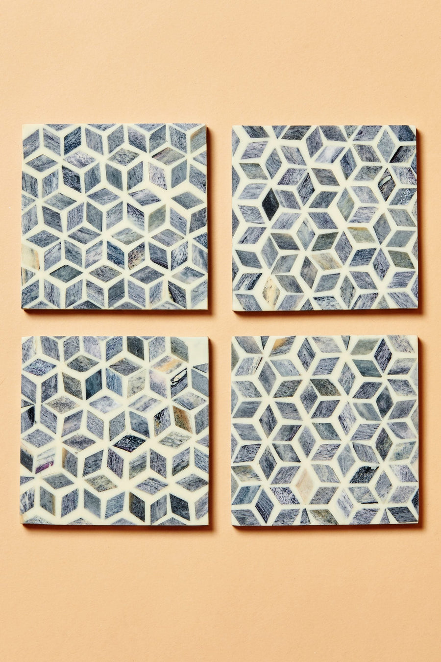 Geometric Grey Coasters (Set of 4)