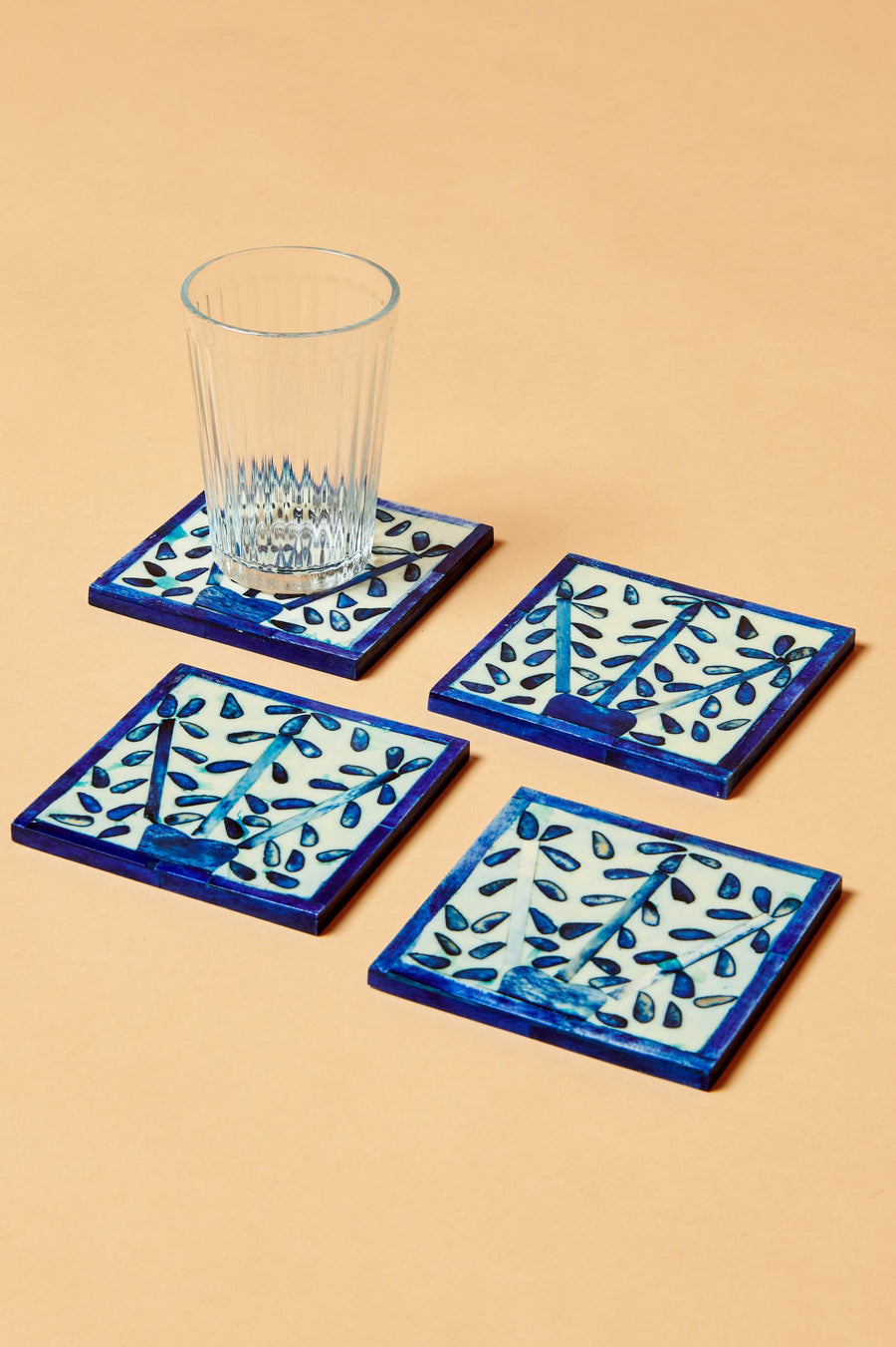 Leaf Blue Coasters (Set of 4)