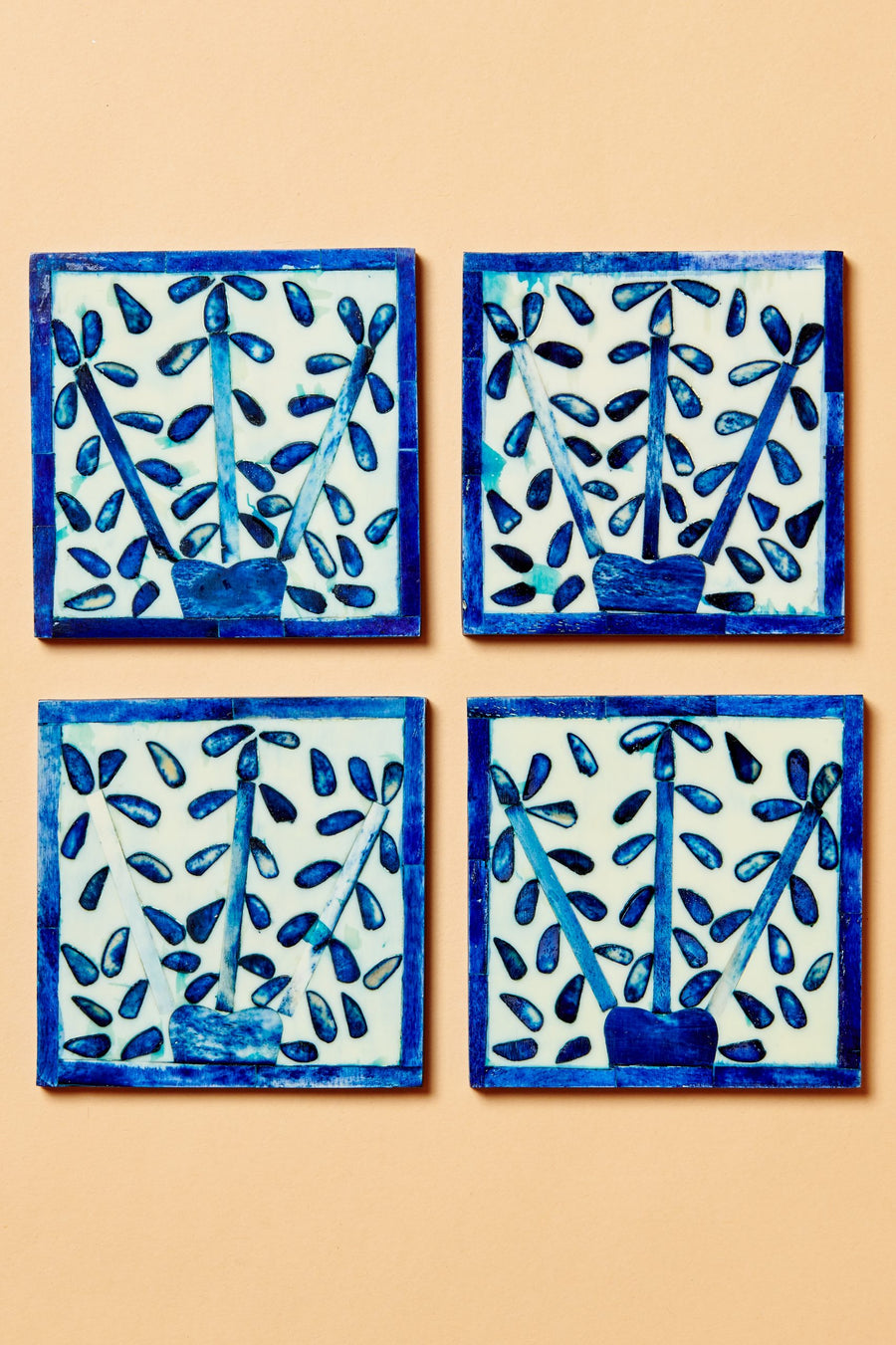 Leaf Blue Coasters (Set of 4)