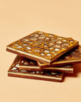 Brass Inlaid Brown Coasters (Set of 4)