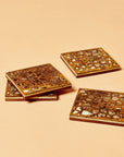 Brass Inlaid Brown Coasters (Set of 4)