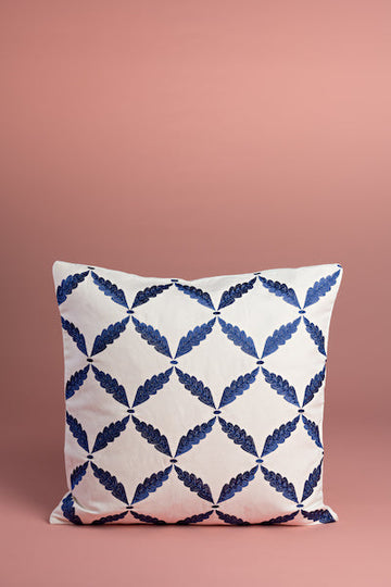 Sammarkand Blue Leaf Cushion Cover (50cm x 50cm)