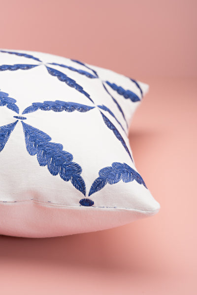 Sammarkand Blue Leaf Cushion Cover (50cm x 50cm)