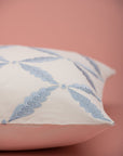 Sammarkand Light Blue Leaf Cushion Cover (45cm x 45cm)