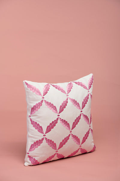Sammarkand Pink Leaf Cushion Cover (45cm x 45cm)
